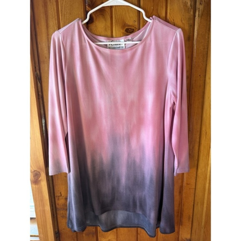 Linea by Louis Dell'Olio Women's Medium 3/4 Sleeve Tunic Ombre Pullover Top